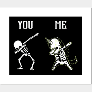 You Vs Me Skeleton Unicorns Rainbow Dabbing Funny Posters and Art